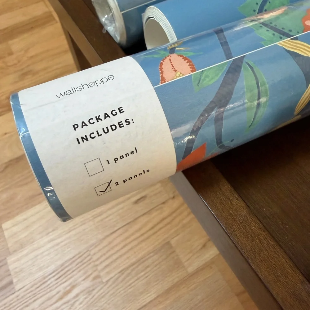 Wallshoppe Blue Floral Wallpaper Rolls 8 available